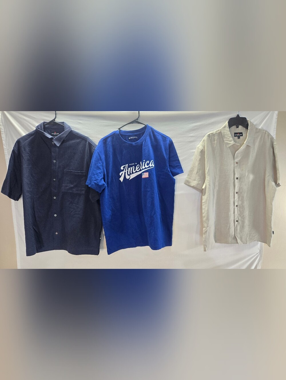 Lot of 3 American Giant Men's Large Linen Polo, Polo & Short Sleeve Shirts NWOT